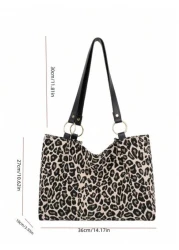 حقيبة كتف بسعة كبيرة من طراز جديد بطبعة نمر للاستخدام اليومي والمدرسة، حقيبة بطبعة نمر عصرية