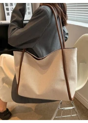 1 قطعة شنطة ظهر للنساء بتصميم الكتل اللونية ، تصميم فسيح ،موضة للتنقل والمدرسة والمكتب والاستخدام اليومي، منا