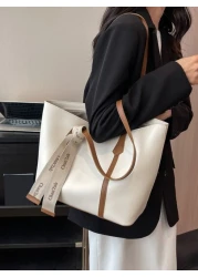 Lightweight Business Casual Large Capacity Shoulder Tote Bag Double Handle Elegant Style Teacher Bag For Teen Girls Women College Students Rookies White Collar Workers Perfect For Office College Work