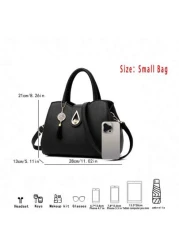 1pc Tassel Decor Handbag Solid Color Shoulder Bag Fashion Snap Closure Crossbody Bag PU Leather Material Zipper Women Bag Suitable For Work Commuting Leisure And Shopping