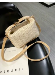 Mini Minimalist Straw Bag New Woven Straw Handbag Fashionable Women s Bag Versatile Shoulder Crossbody Bag Gift Summer Beach For Girls Ladies Students Summer Essentials Perfect For Vacation Holiday