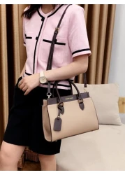 Old Moeny Lightweight Business Casual Letter Graphic Color Block Top Handle Bag For Teen Girls Women College Students Rookies White Collar Workers Perfect For Office College Work Business Commute Outd