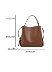 Fashion Women s Brown Handbag Simple Minimalist PU Leather Retro Mini Bucket Bag Versatile Shoulder Crossbody Bag Suitable For Shopping And Daily Use