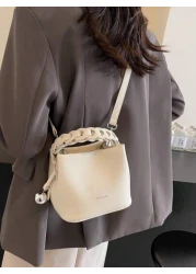 Fashion Joker Pu Waterproof Fabric Letter Pattern Design Metal Pendant Decoration Design Portable Square Bag Preparation Of Portable Elegant Handbag Business Commuter Bag Suitable For Work High End Fa