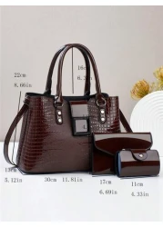 3 Piece Set PU Handbag For Women Elegant Fashion Tote With Coin Purse And Card Holder Versatile Large Capacity Shoulder Bag Chic Bag With Stylish Design Available In Multiple Colors Best Mothers Day G