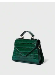 Mini Crocodile Embossed Flap Satchel Bag