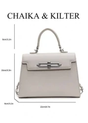 1pc CHAIKA KILTER Women Fashion Personality PU Tote Bag Metal Twist Lock Closure Single Top Handle Detachable Adjustable Shoulder Strap For Shoulder Crossbody Wear Suitable For Daily Outing