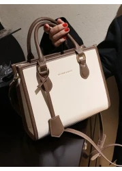 BELLEBORG Old Moeny Lightweight Business Casual Letter Detail Contrast Binding Square Bag For Women Rookies White Collar Workers For Teen Girls Women College Students Rookies White Collar Workers Perf