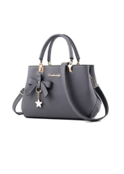 1pc Women s Burgundy Ancora Bordeaux Ruby Maroon Crimson Cherry Black Blue Grey Solid Color Handbag With Pu Material And Bow Star Pendant Suitable For Daily Leisure Shopping Travel Business Commuting