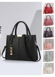 حقيبة يد نسائية ذات لون أحادي بسيط، حقيبة كتف نسائية أنيقة ذات مقبض مزدوج، حقيبة نسائية عصرية للعمل ، حقيبة كر