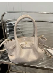 Vintage Matte Tote Bag For Women New Autumn Winter Simple Commuting Handbag Stylish And Elegant Shoulder Underarm Bag