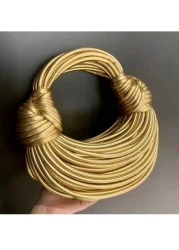 Handbags For Women New Gold Luxury Designer Brand Handwoven Noodle Bags Rope Knotted Pulled Hobo Evening Clutch Chic