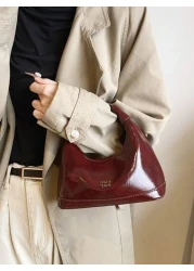 Retro Waxed Leather Burgundy Red Handbag Niche Design And Good Looking Crossbody Bag High End Texture Classic And Elegant Shoulder Bag Versatile For Daily Use Suitable For Daily Matching Photo Shoots