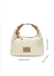 حقيبة يد مربعة جديدة موضة الربيع، بتصميم محمول مزخرف بألوان متباينة وأنماط حروف ومعادن، قابلة للفتح والإغلاق