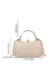 Glamorous Glitter Bling Sequin Luxury Shiny Mini Rhinestone Decor Chain Glitter Box Bag Evening Bag Dinner Bag Faux Pearl For Party Girl Woman Bride Perfect For Party Wedding Prom Dinner Banquet ForGl