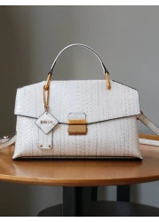 2025 New Vintage Blue Snakeskin Pattern Elegant Handbag Fashionable Luxury High End Handbag For Women Lightweight Large Capacity Shoulder Crossbody Bag