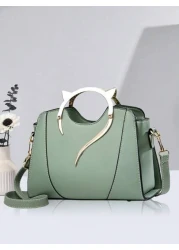 Lightweight Business Casual Simple Zipper Shoulder Bag Solid Color Shoulder Bag For Women Large Capacity Simple Design With Hardware Decoration Fashionable For Students Shopping Suitable For Teen Fema