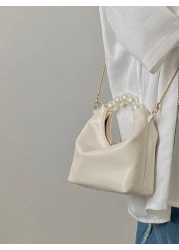 Fashionable Minimalist Casual Mini Faux Pearl Decor Satchel Bag For Girl Teen Girls Women
