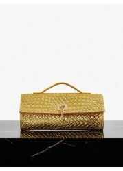 SHEIN SXY Ladies Women Top Handle Bags Woven Bag Fashionable Simple Elegant Versatile Classic Gold For Classic Commute Office Date Daily Shopping Afternoon Tea Party Prom Club Date Birthday Evening Da