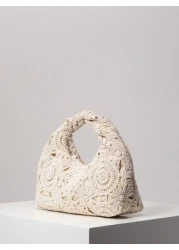 Hollow Floral Woven Bag Bohemian Beach Tote Ruched Handbag Holiday Casual Straw Wallet Pattern Random Beach Purse Perfect For Summer Vacation Daily Use Travel Must Haves