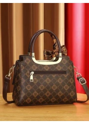 Women s Fashion Bag Set Elegant Geometric Print Faux Leather Tote With Crossbody Clutch Wallet