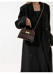 Vintage Bag Mini Fashion Solid Color Flip Cover Pu Handbag Square Shape Retro Inspired Bag