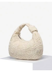 1 حقيبة كتف/إبط من المخمل المحبوك والمثقب بنمط الغزلان الرجعية الحديثة وطبعة الفهد البوهيمية الهيبي ملائمة لل