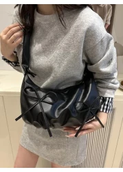 Cross Border Korean Style Elegant Ruffle Cloud Bow Handbag With Chain Shoulder Strap New Fashion Ruffle Underarm Bag