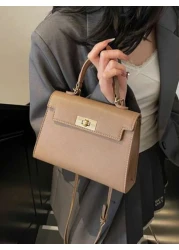 حقيبة يد نسائية جلد PU جديدة الموضة، سعة كبيرة، منسجمة الشكل الأنيق الراقي، حزام كتف قابل للتعديل، لون بيج