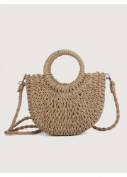 Yogodlns Straw Woven Crossbody Shoulder Bag Daisy Decor Handmade Small Purse Handbag Bohemia Summer Bag Eye Catching Beach Bag Summer Summer Straw Beach Bag For Women