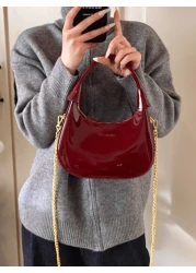 حقيبة يد جديدة كلاسيكية من النمط القوطي بلون واحد مصنوعة من قماش مقاوم للماء من البولي يوريثان ، حقيبة براقة م