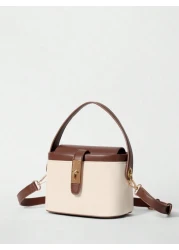 Fashionable Simple Square Bag Handbags For Female Daily Use Shopping Travel Campus Minimalist Lightweight Color Contrast With Adjustable Strap Leather Women Crossbody Bag Shoulder Bag Commuter Bag For