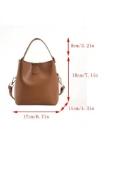 Fashionable Mini Litchi Grain Versatile Solid Color Elegant Casual Tote Shoulder Bucket Bag