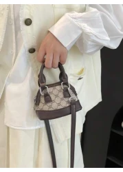 Mini Handbag New Rhombus Color Blocking Retro Shell Shape Shoulder Bag Vintage Style