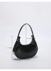 حقيبة هوبو منقوشة بجلد الثعبان المعدني بلون صلب، حقيبة كتف منقوشة بجلد التمساح ، حقيبة باقيت صيحة الموضة، حقي