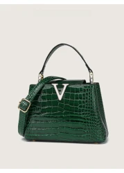 Luxury Brand Women s Handbag Crocodile Texture High Quality Shoulder Bag 2025 New Fashion Versatile Large Capacity Tote Bag Retro Casual Street Wear Minimalist Celebrity Style Glossy Shoulder Bag Blac