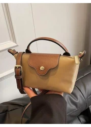 1pc Women Casual Tote Bag Solid Color Shoulder Bag Boston Style Crossbody Handbag