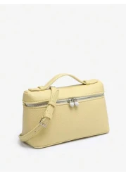 حقيبة نسائية ذات طبعة نمر مصغرة ذات طراز رجعي مناسبة للعمل والحفلات والرحلات، باللون الأصفر، تأتي مع حزام متق