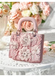 SHEIN Belle Luxury Glamorous Elegant Flower Women Top Handle Bag Women Evening Bag For Girls Ladies Women College Students For Brides Bridesmaid Wedding Guests Honeymoon For Party Prom Wedding Club Da