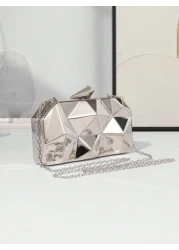 Women s European And American Style Metal Box Crossbody Chain Bag High End Evening Clutch Banquet Purse Formal Party Bag