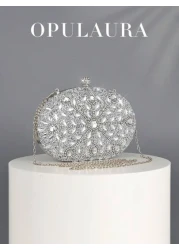 OpulAura Luxury Women s Sparkling Crystal Embellished Mini Box Clutch Bag Glamorous Rhinestone Evening Handbag Suitable For Formal Events Party Wedding With Detachable Chain Tready Party Bags Perfect