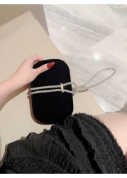 Moonlit EveBag Lightweight Business Casual Metallic Diamond Decorated Box Clutch Evening Bag Evening Bag Dinner Bag Glamorous Elegant Exquisite Quiet Luxury Rhinestone For Party Girl Woman Bride Perfe
