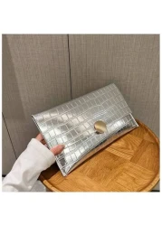 Crocodile Pattern PU Women s Clutch Bag Envelope Style Wallet With Metal Ring Buckle Unique Evening Bag Suitable For Parties Dances Weddings Formal Events