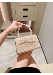 Women s Elegant Butterfly Decor Box Shaped Evening Bag With Faux Pearl Handle Romantic For Wedding Formal Party Banquet Or Prom Elegant Pearl Bag