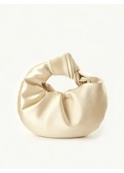 Elegant Solid Color Simple Design Taffeta Material Knot Pleated Cloud Clutch Bag For Party Prom Event