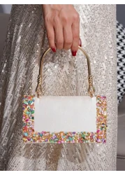 European American Style Elegant Party Clutch Bag With Rhinestone Decor Perfect For Formal Events Banquets Balls Weddings Fashion Versatile Women Handbag
