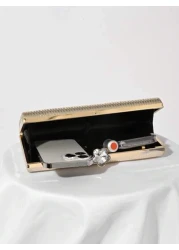 Women s Simple Fashion PU Box Shaped Clutch Evening Bag Formal Party Handbag Bridesmaid Purse Gold Color Formal Dress Bag Chain Strap