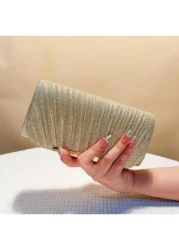 Women s Fashionable Elegant Pleated Clutch Bag Formal Party Evening Bag With Chain Shoulder Strap