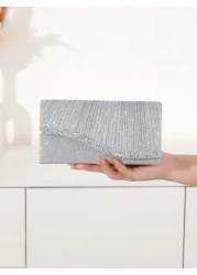 1pc Mini Glitter Shiny Chain Folding Wrinkle Square Bag For Wedding Party Evening Tready Party Bags Perfect For Party Wedding Prom Dinner Banquet Perfectly Matching With Prom Dresses For Women Prom Ac