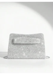 SHEIN BAE حقيبة كلاتش للنساء للحفلات، السهرات، النوادي، العطلات، عيد الميلاد، مزينة بالرينستون اللامع للاستخدام